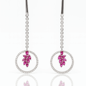 Pink Sapphire & Diamonds Earrings